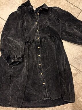 Bibi Women's Black Corduroy Button-Front dress